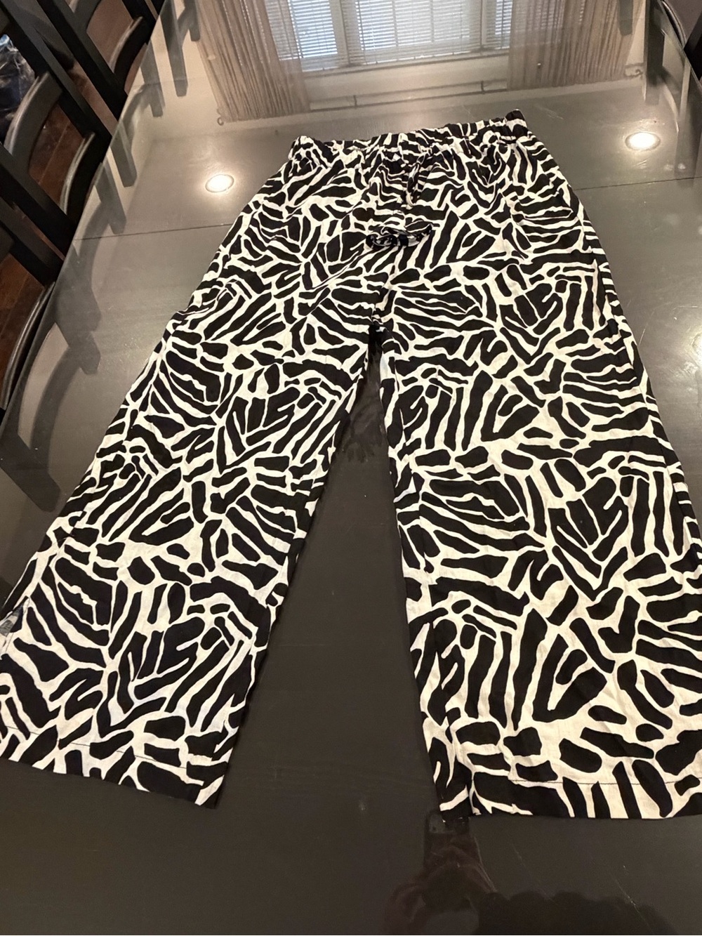 Black & White Zebra Print Wide Leg Pants